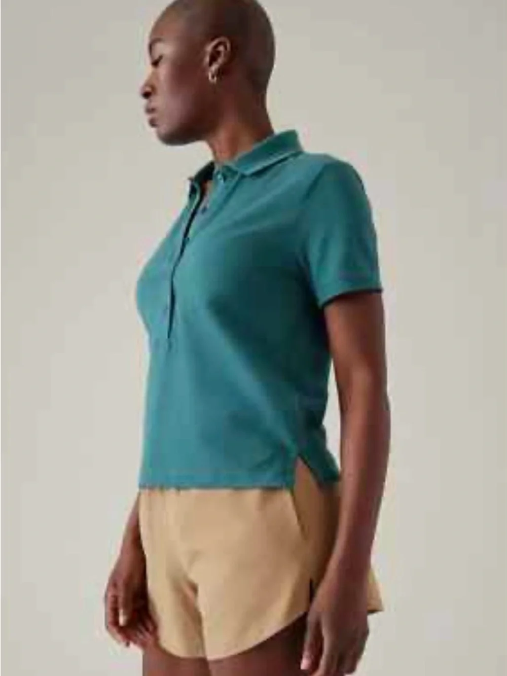 NWT-Athleta Teal Pique Short Sleeve Polo, Size 1X